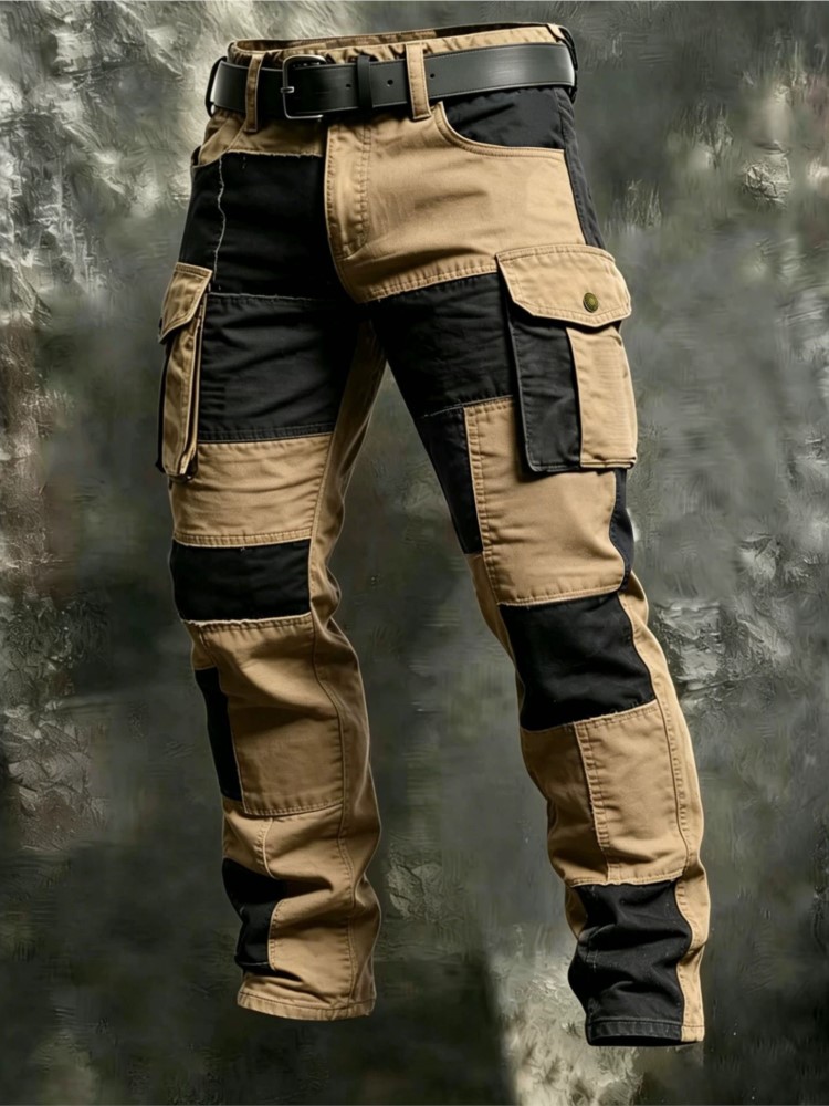 Mens Fashion Cargo Pants - Мужские хлопковые брюки карго цвета хаки,