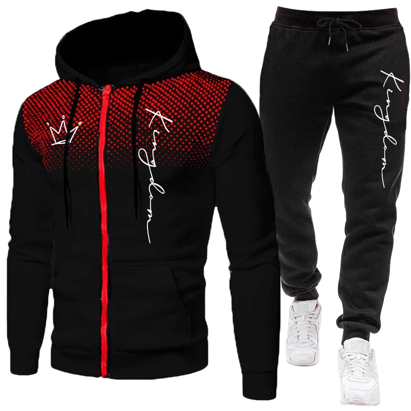 Mens Fashion Zip Up - Мужской спортивный костюм King: повседневная толстовка