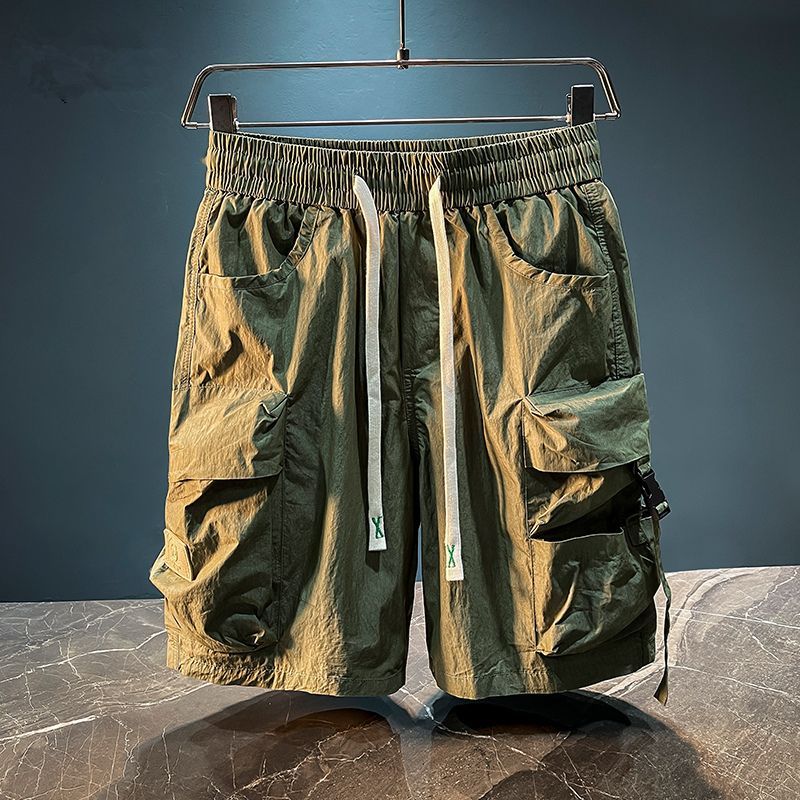 Mens Fashion Cargo Pants - Мужские шорты-бермуды-карго, однотонные, с эластичной резинкой