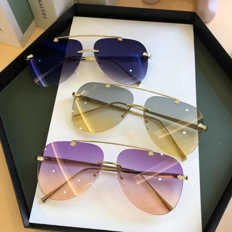 Men'S Fashion Rimless Glasses - Винтажные безрамные авиационные солнцезащитные очки из