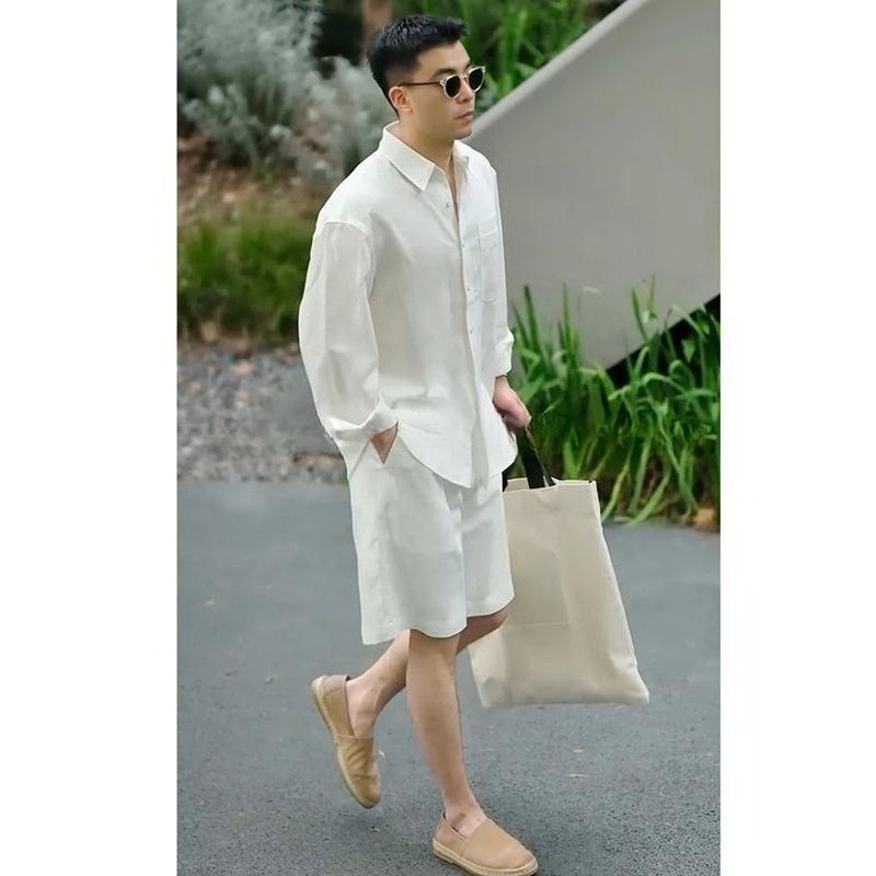 Men'S Fashion For 2026 - Летний повседневный комплект: рубашка и шорты