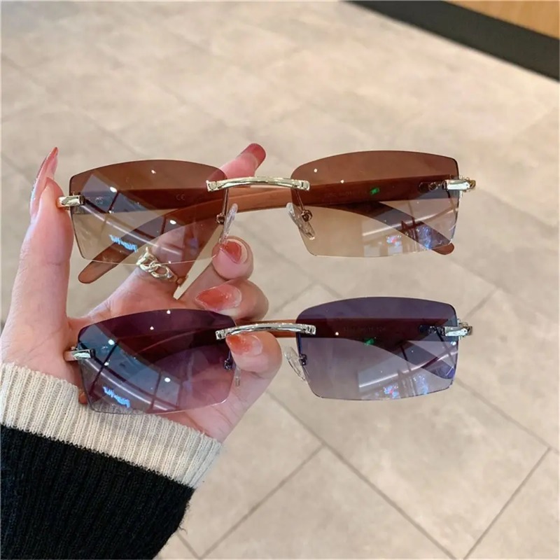 Men'S Fashion Rimless Glasses - Модные панк-солнцезащитные очки без оправы, прямоугольные,