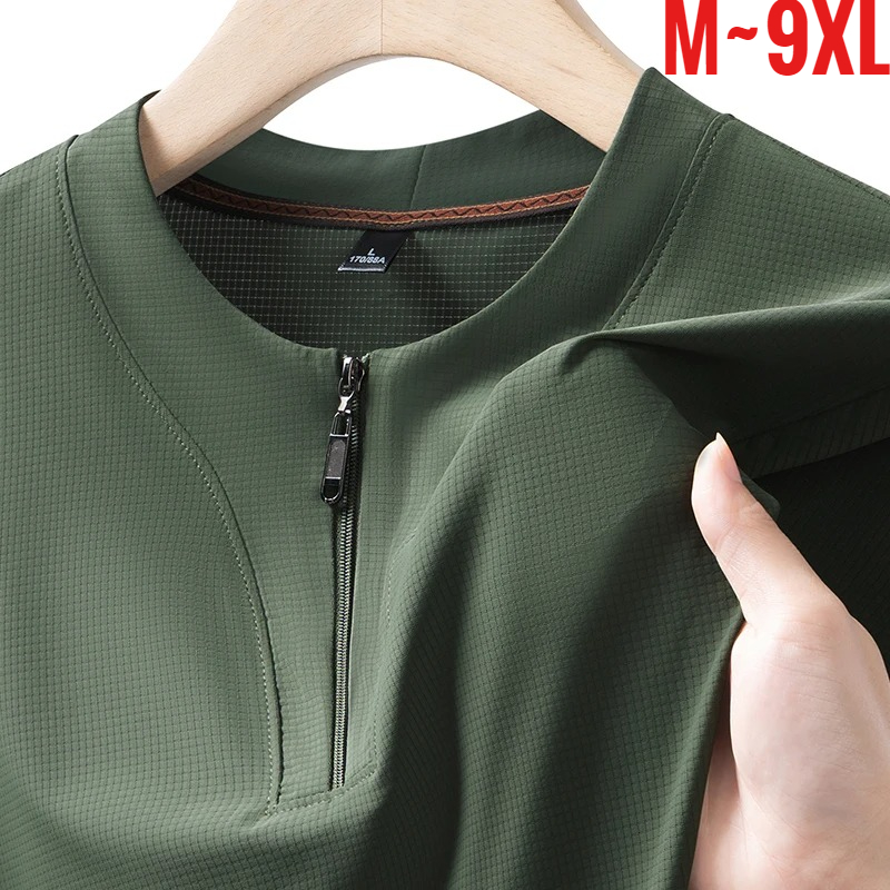 Mens Fashion Zip Up - Мужская футболка-поло из ледяного шелка большого
