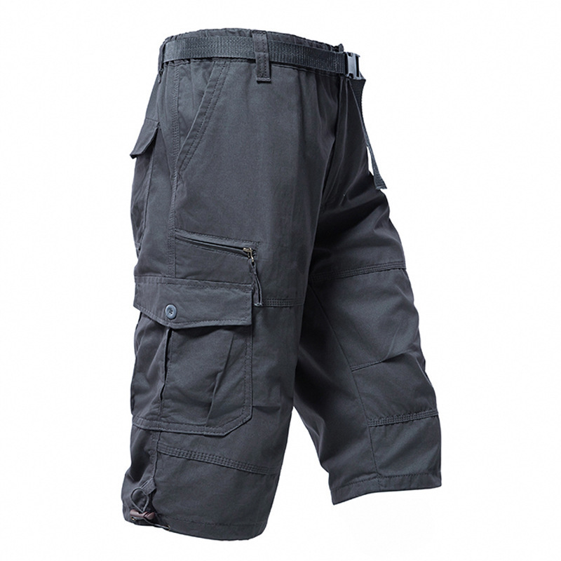 Mens Fashion Cargo Pants - Мужские хлопковые бриджи 3/4 длины, свободные,