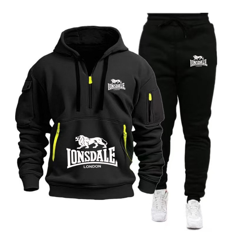 Mens Fashion Zip Up - Мужской комплект LONSDALE: худи с карманом-кенгуру