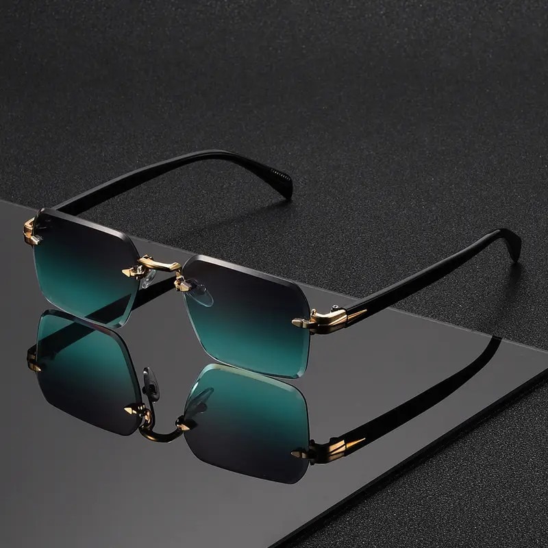 Men'S Fashion Rimless Glasses - Солнцезащитные очки без оправы, прямоугольные, модные,