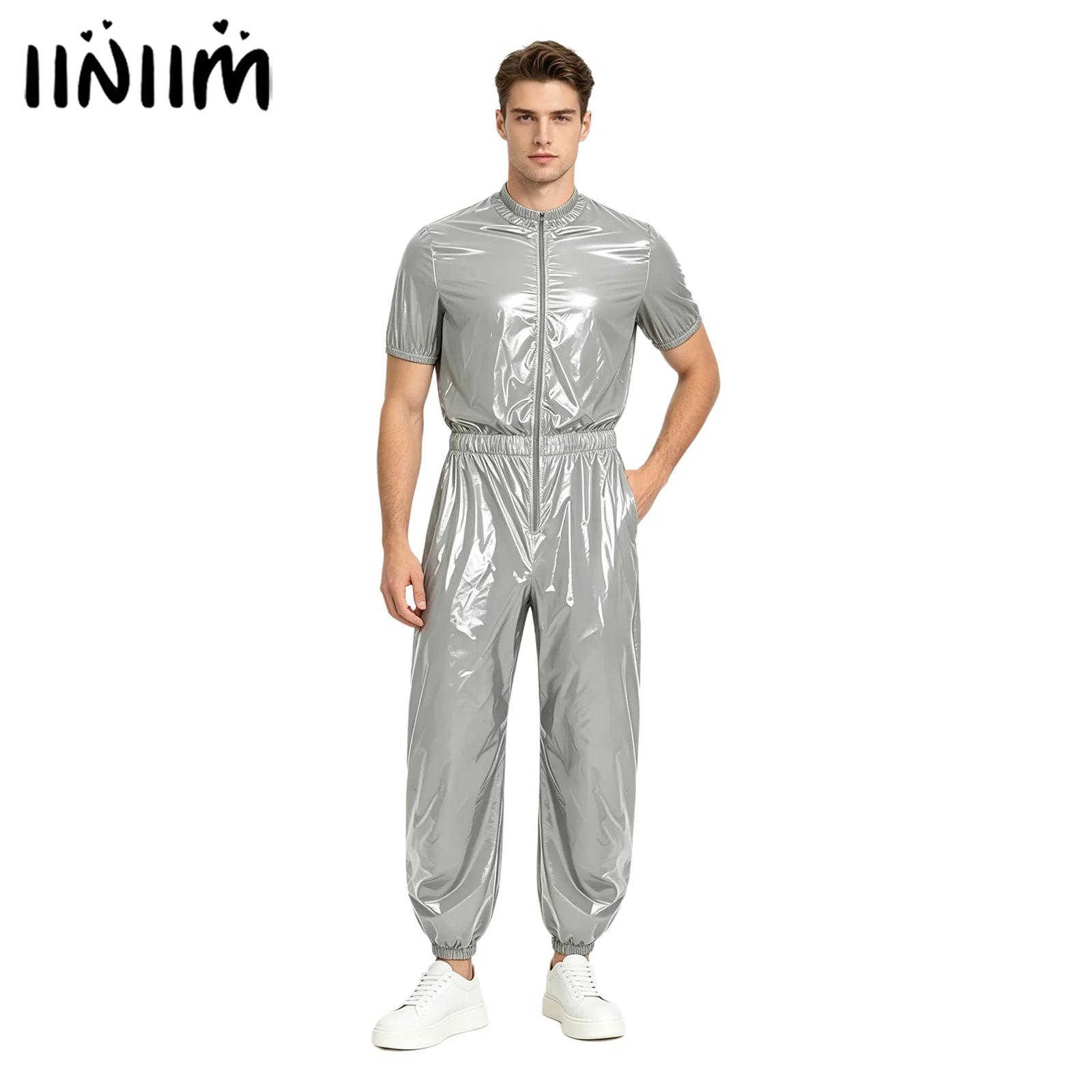 Mens Fashion Zip Up - Мужской водонепроницаемый комбинезон-юнитард с молнией спереди,