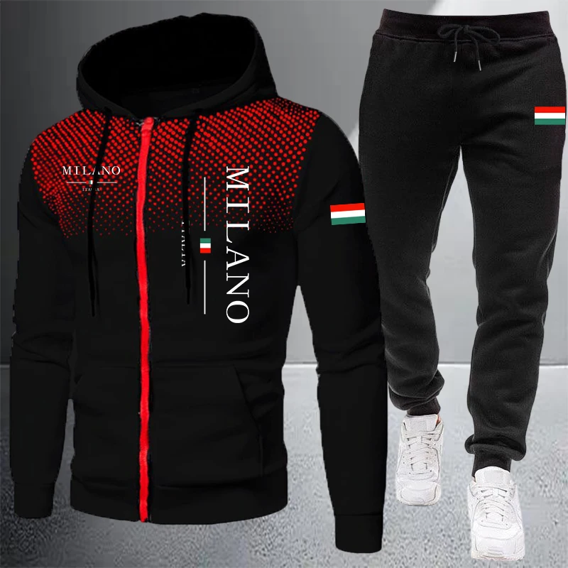 Мужской спортивный костюм-двой – обзор и цена Mens Fashion Zip Up