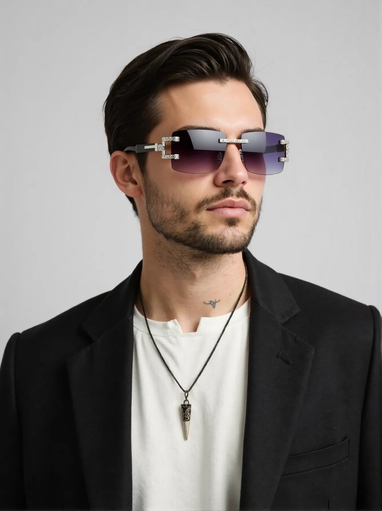 Модные солнцезащитные очки в с – обзор и цена Men'S Fashion Rimless Glasses