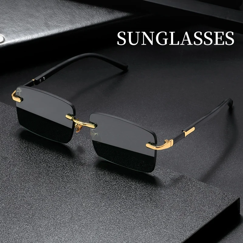 Модные прямоугольные солнцезащ – обзор и цена Men'S Fashion Rimless Glasses