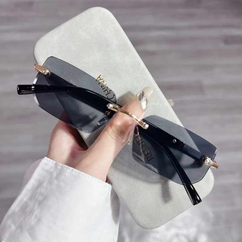 Модные прямоугольные солнцезащ – обзор и цена Men'S Fashion Rimless Glasses